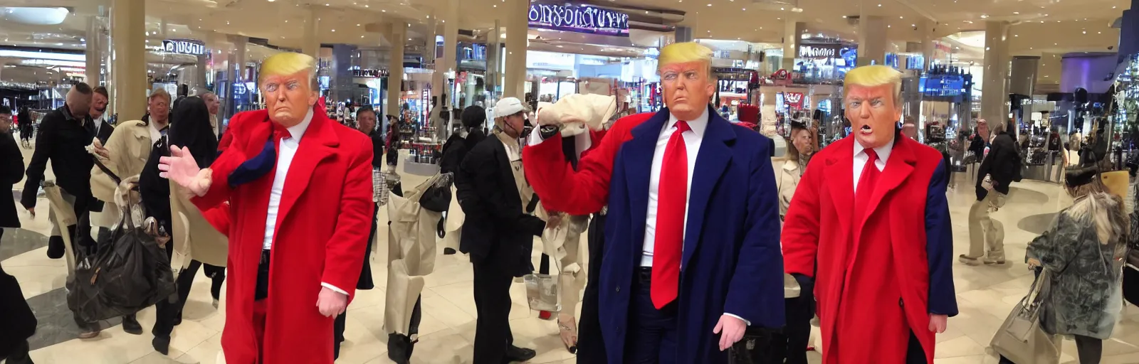 Image similar to Candid photo of donald trump in disguise trying to blend in at a mall