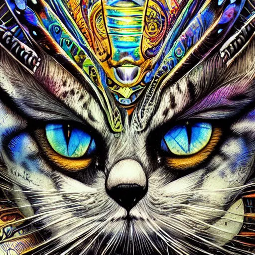 Image similar to cat face shaman by android jones