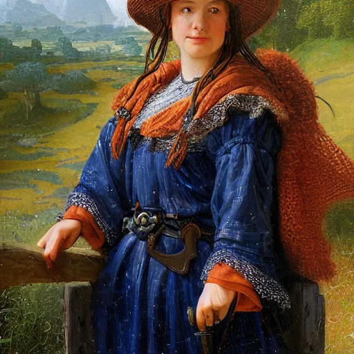 Image similar to portrait of a frisian woman ( 3 5 ) from magna frisia, fryslan, an oil painting by ross tran and thomas kincade