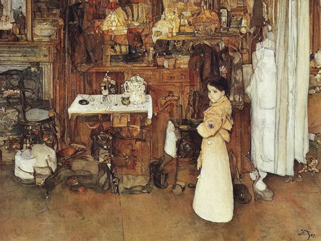 Prompt: a painting, oil on canvas, by carl larsson