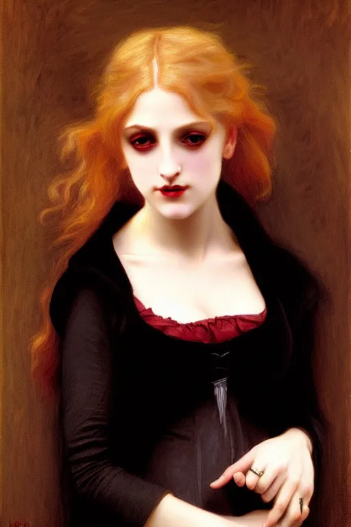 Image similar to victorian vampire blonde, painting by rossetti bouguereau, detailed art, artstation