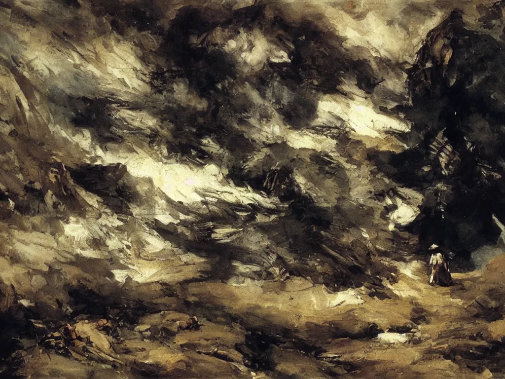 Prompt: The cloud walker by Hermann Hendrich, neo-romanticism