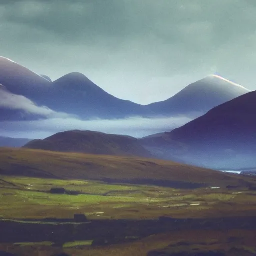 Prompt: the mountains of mourne in ireland in the style of midjourney