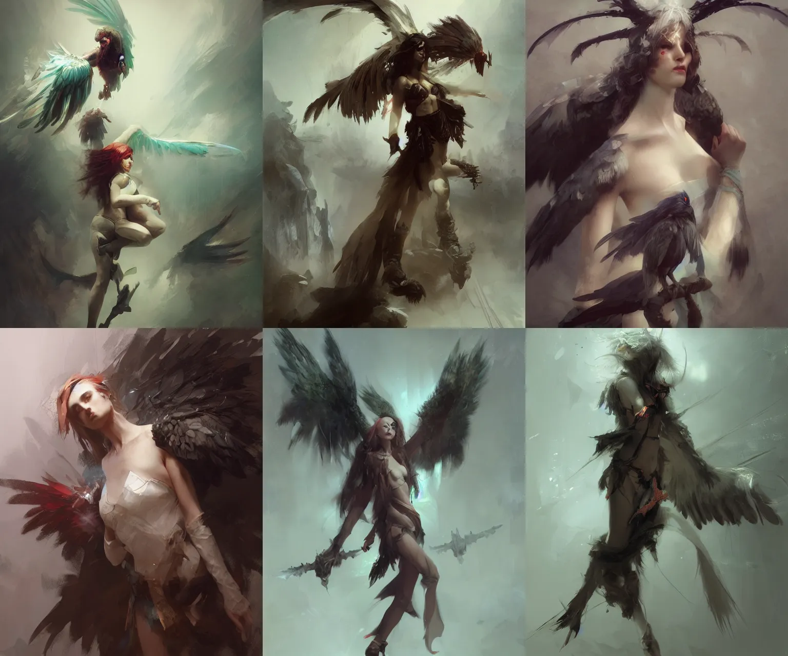 Prompt: harpy by ruan jia, trending on artstation