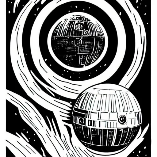 Image similar to mcbess illustration of an exploding death star