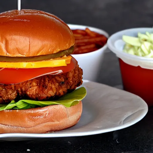 Prompt: fried chicken sandwich burger