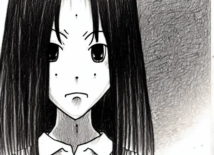 Image similar to simple manga character of an anxious woman drawn by junji ito, junji ito manga character