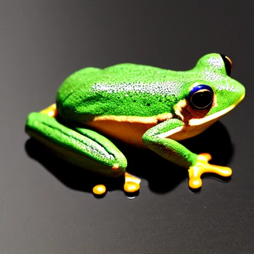 Prompt: a small frog standing on two feet at the hotel reception entry, black velvet, edgar leeteg