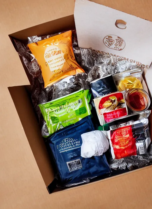 Prompt: a package of cyber food, product photo,