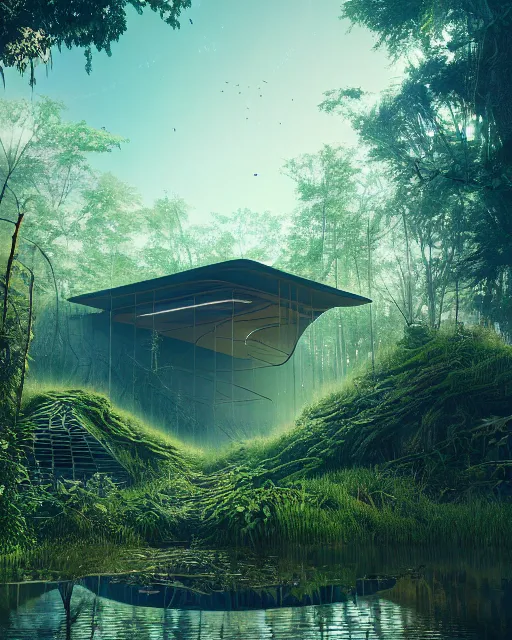 Image similar to reclaimed by nature by beeple, wallpaper, highly detailed, trending on artstation.