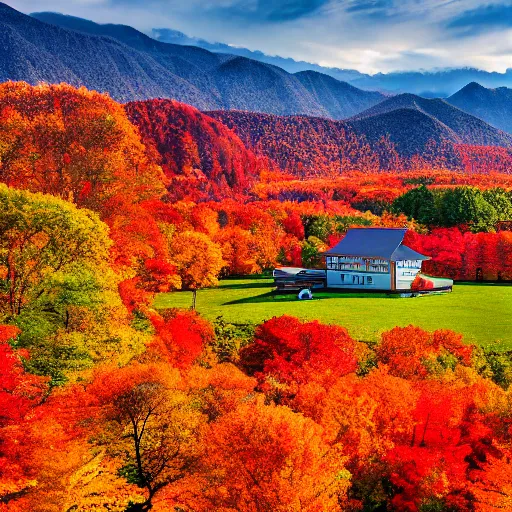 Image similar to hokkaido in the fall, masterpiece, 8k, realistic, high definition, vivid colours, long shot