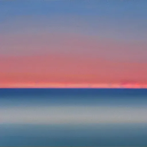 Prompt: a beautiful painting of a calm and serene sea landscape at sunset by hiroshi sugimoto and mark rothko, trending on artstation,
