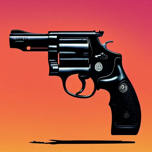 Image similar to smith & wesson revolver in the desert, smooth face, centered median photoshop filter cutout vector behance hd by artgerm, jesper ejsing, by rhads, makoto shinkai and lois van baarle, ilya kuvshinov, rossdraws, illustration, art by ilya kuvshinov and gustav klimt