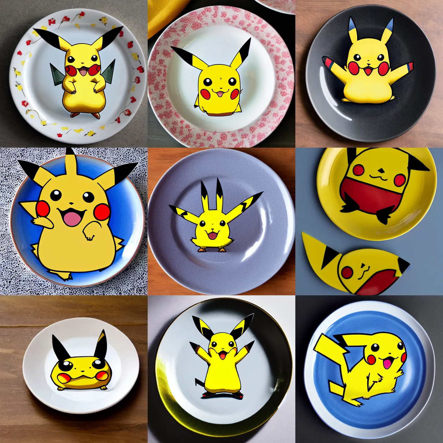 Prompt: pikachu on a plate