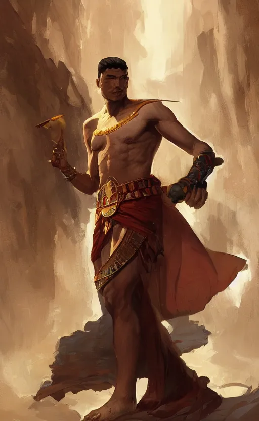 Prompt: An beautiful digital painting of an egyptian prince, by Stanley Artgerm Lau, frank frazetta, Rossdraws, James Jean, gerald brom, Andrei Riabovitchev, Marc Simonetti, and Sakimichan, trending on artstation, SFW version