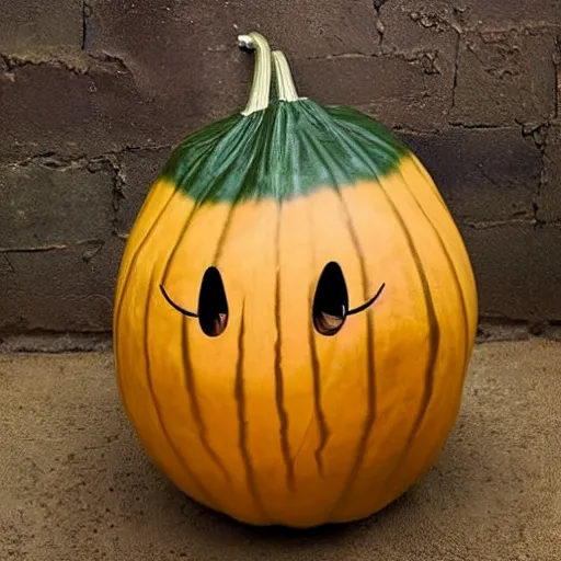 Image similar to a gourd shaped to look like the face of amber heard