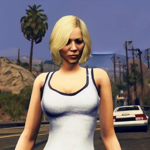 Prompt: a blonde woman with short hair in gta v