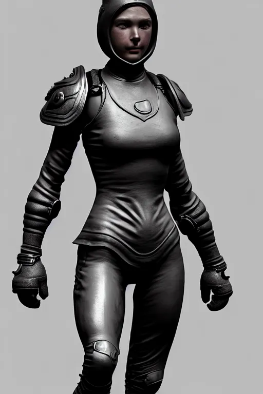 Image similar to a highly detailed zbrush sculpt of athletic girl in light leather armor, high contrast, cinematic light, featured on artstation, octane render, path tracing, sharp focus, 4 k