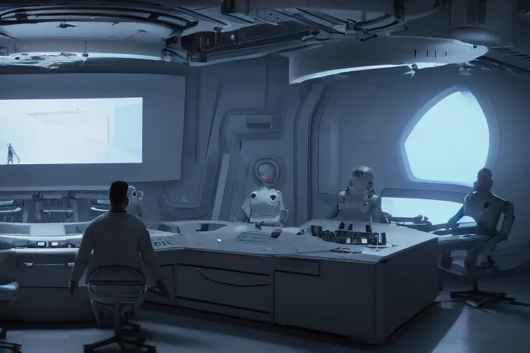 Prompt: a cinematic still of Elon musk, tiny alien control room in gigantic torso, octane render, nvidia raytracing demo