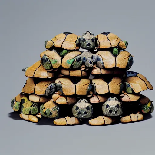 Image similar to a stack of turtles beneath a round disc map