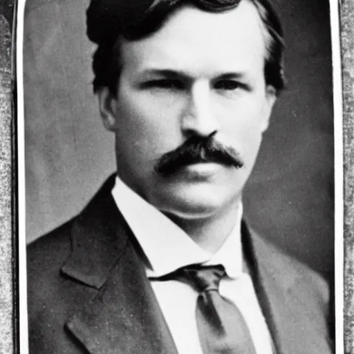 Prompt: a photograph of tucker carlson taken in 1 8 9 4