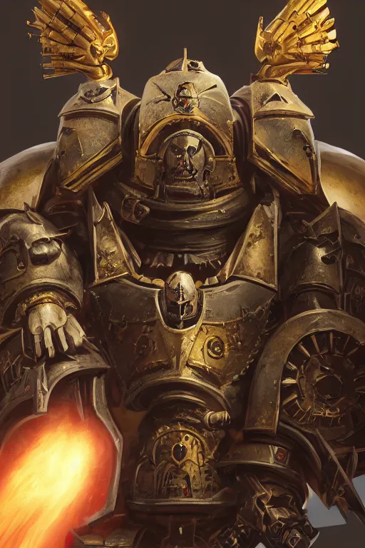 Image similar to armor portrait heros warhammer 4 0 k horus heresy fanart - the primarchs emperor by johannes helgeson animated with vfx concept artist & illustrator global illumination ray tracing hdr fanart arstation zbrush central hardmesh 8 k octane renderer comics stylized