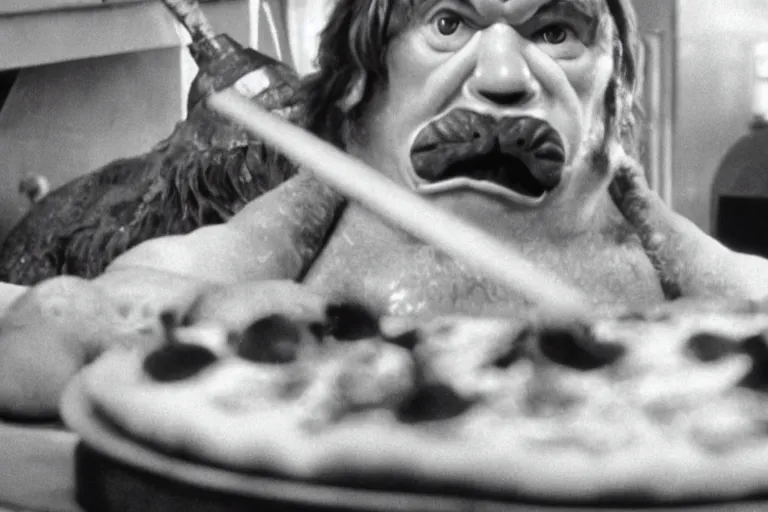 Prompt: pizza the hut in the talented mr. ripley photo 35mm black and white