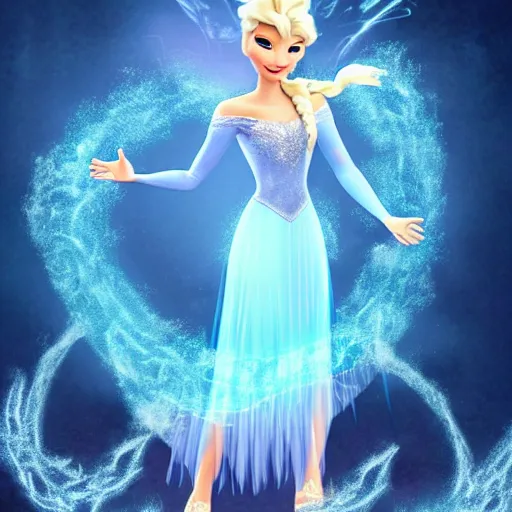 Prompt: elsa with fire powers