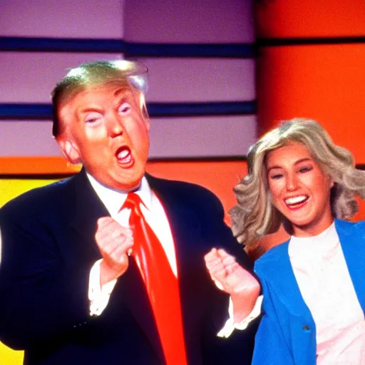 Image similar to donald trump getting slimed! on nickelodeons double dare