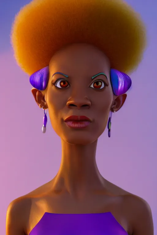 Image similar to a centered render of a groovy super cool afro disco female, by dreamworks, by pixar, by viktoria gavrilenko, by leticia gillett, perfect face, 3 d, 8 k