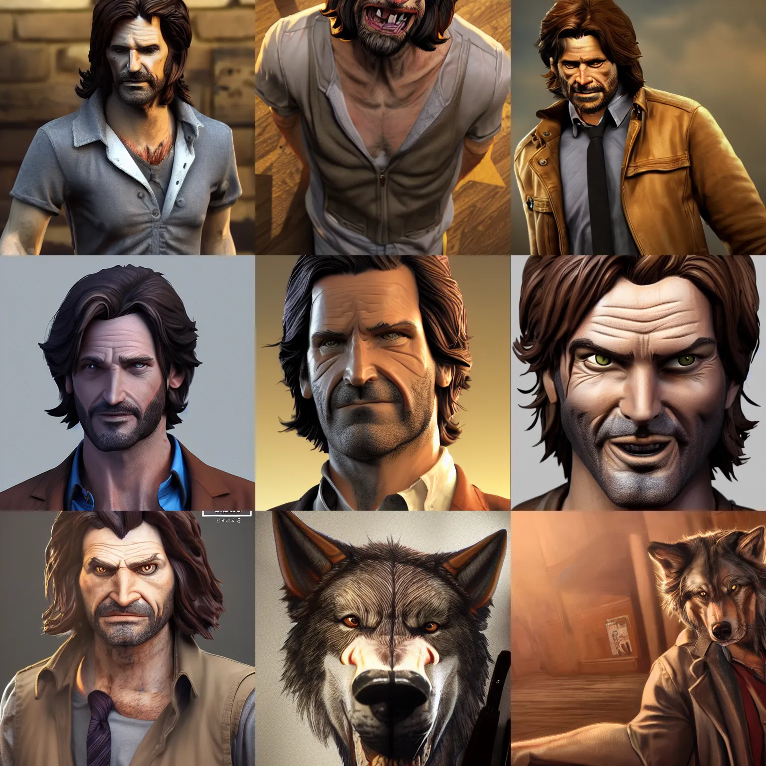 Prompt: bigby wolf from fables, detailed, hyper realistic, 4k, cgsociety