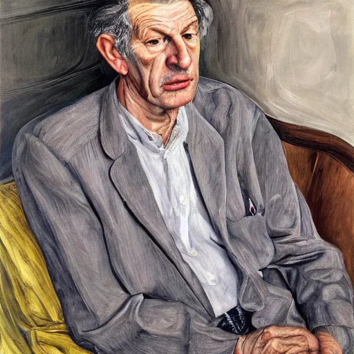 Image similar to high quality high detail painting by lucian freud, hd, portrait of actor