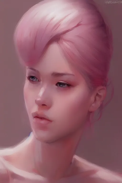 Image similar to portrait, soft, pink, artgerm and and greg rutkowski, trending on artstation