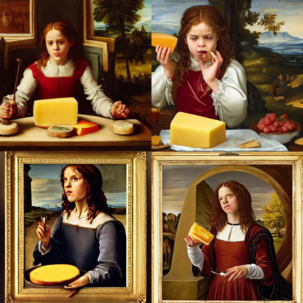 Prompt: Hermione eating cheese, Renaissance painting
