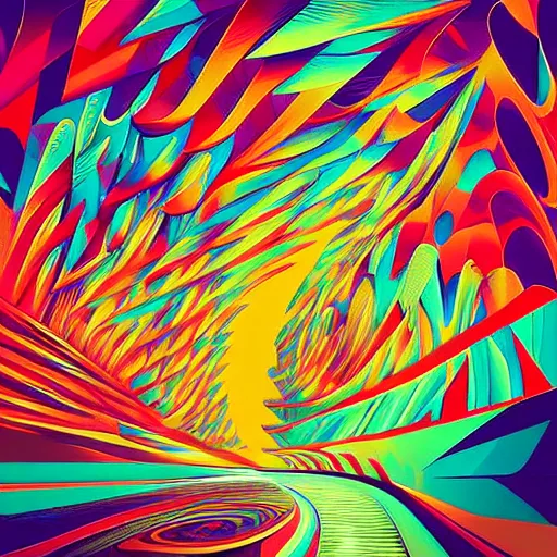 Image similar to psychedelic abstract digital artwork reminiscent of album covers from the 70's in the art style of Alena Aenami, Marcel Marcel and Metzinger