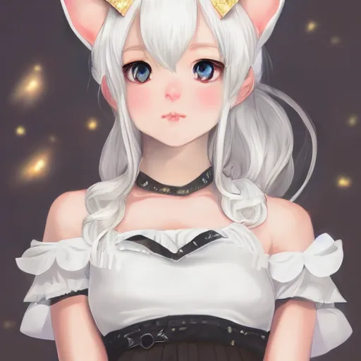 Prompt: realistic beautiful gorgeous Anna Taylor-Joy white hair cute white cat ears in maid dress outfit golden eyes artwork drawn full HD 4K highest quality in artstyle by professional artists WLOP, Taejune Kim, Guweiz, ArtGerm on Artstation Pixiv