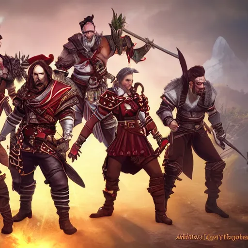 Prompt: 4 adventurers taking group photo divinity original sin 2