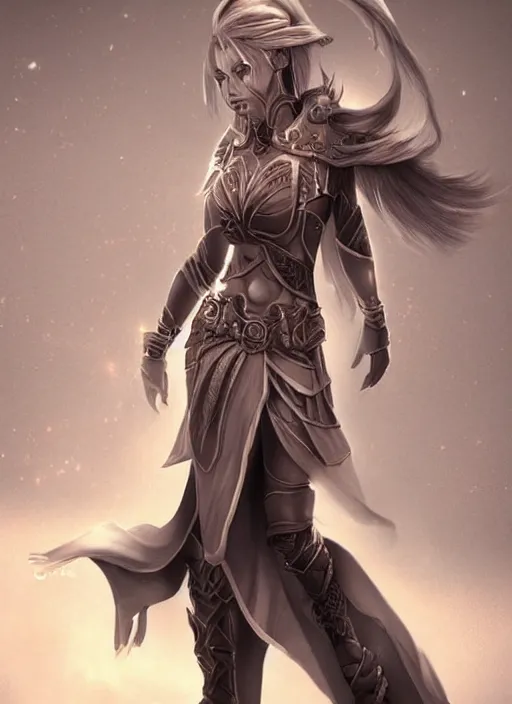 Image similar to a higly detailed airbrush full body portrait of a fantasy character, pinterest, baldur's gate, pathfinder, dynamic lighting, ambient lighting, deviantart, character portrait, vray