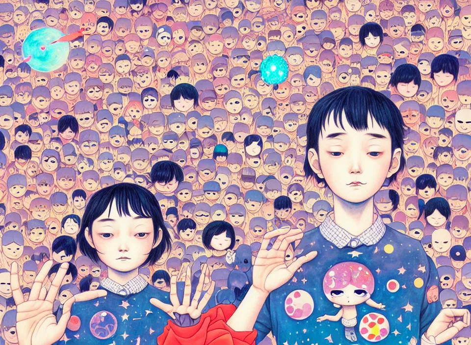 Prompt: the astral traveler, hikari shimoda, james jean, ca chou, cosmic, manga, editorial illustration