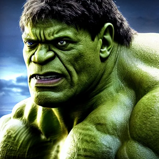 Prompt: dwayne johnson as the hulk by ang lee super realistic octane render extremely violent