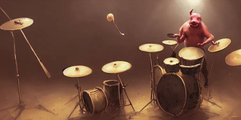 Prompt: blobfish play on drums greg rutkowski