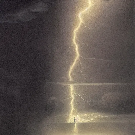 Image similar to killua zoldyck made by zdzisław beksinski, thunderstorm, 8 k, detailed, cinematic, rain, crying, black