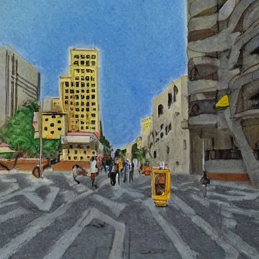 Prompt: tel aviv street drawing