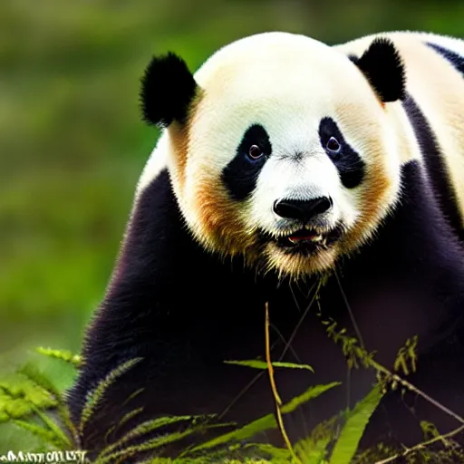 Prompt: Photograph Close us shot of panda, 50x Zoom, DSLR, HDR, artstation, nature