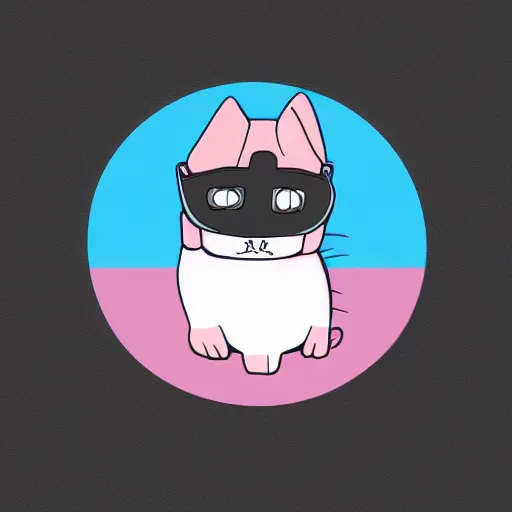 Image similar to a simplified vector based illustration about a cyberpunk kitten, space colors