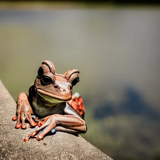 Image similar to a portrait photo of frog dog, award winning photography, 5 0 mm