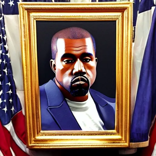 Image similar to presidential portrait of the 45th united states president kanye west