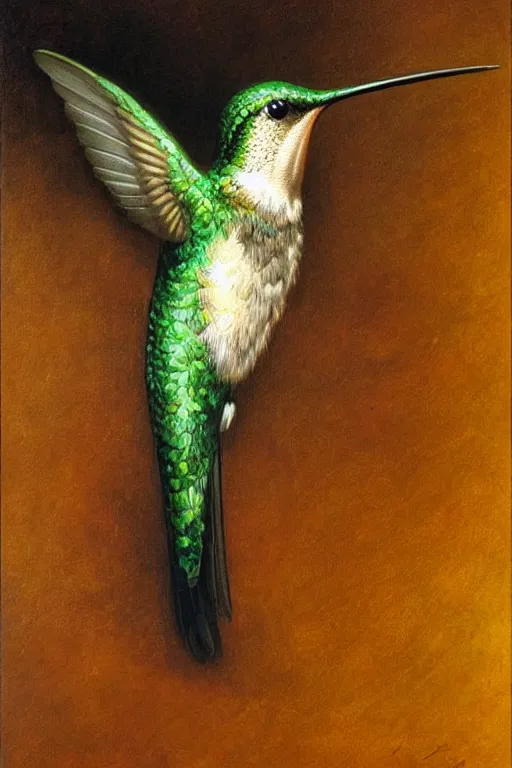 Image similar to A beautiful hummingbird, artstation, by J. C. Leyendecker and Peter Paul Rubens,