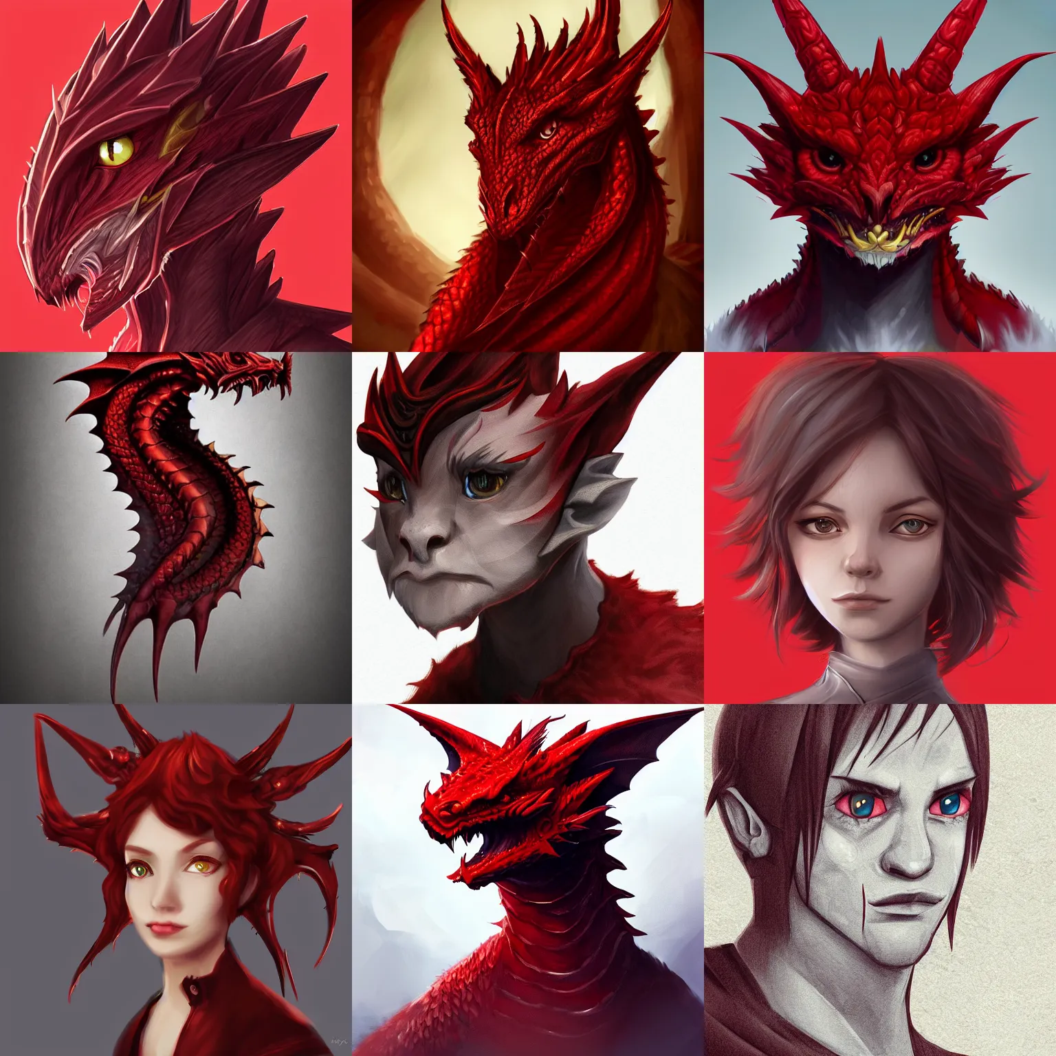 Prompt: portrait of a small arrogant red dragon familiar, digital art, trending on Artstation