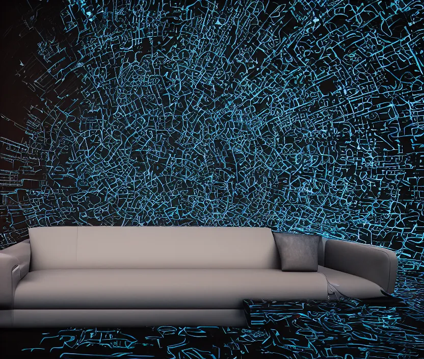 Image similar to japanese model cybernetic sofa with digital led texture, back neon lighting, techno projectors, promotional magazine photograph, intricate details, ultra realistic, unreal engine 5, depth of field, bokeh, octane render